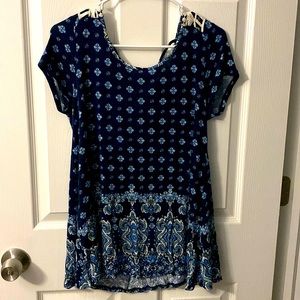 Maurices Navy Blue Open Back Short Sleeve Blouse Size Medium